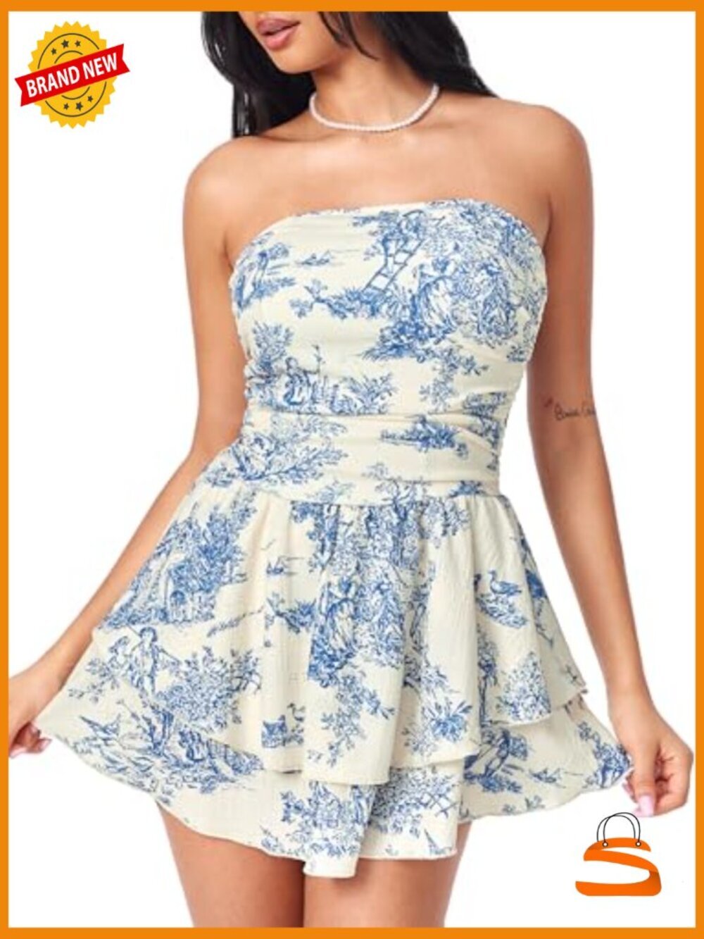 Tube Ruched Ruffle Mini Dress Cocktail Party Summer Bodycon Stretchy - Picture 4 of 6